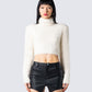 Tanis Beige Sweater Knit Top model front