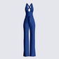 Valentina Blue Halter Jumpsuit