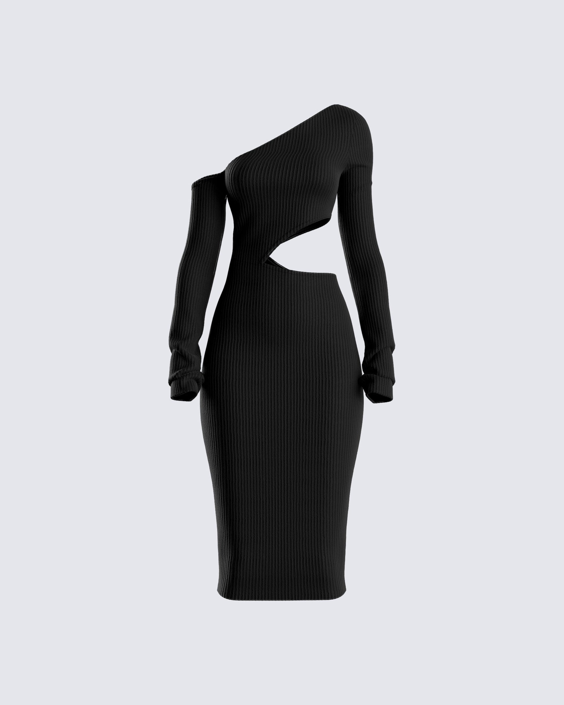 Xander Black Cut Out Midi Dress 3d product front