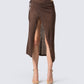 Zuri Brown Knit Midi Skirt model front
