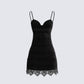 Yira Black Lace Trimmed Dress
