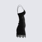 Yira Black Lace Trimmed Dress