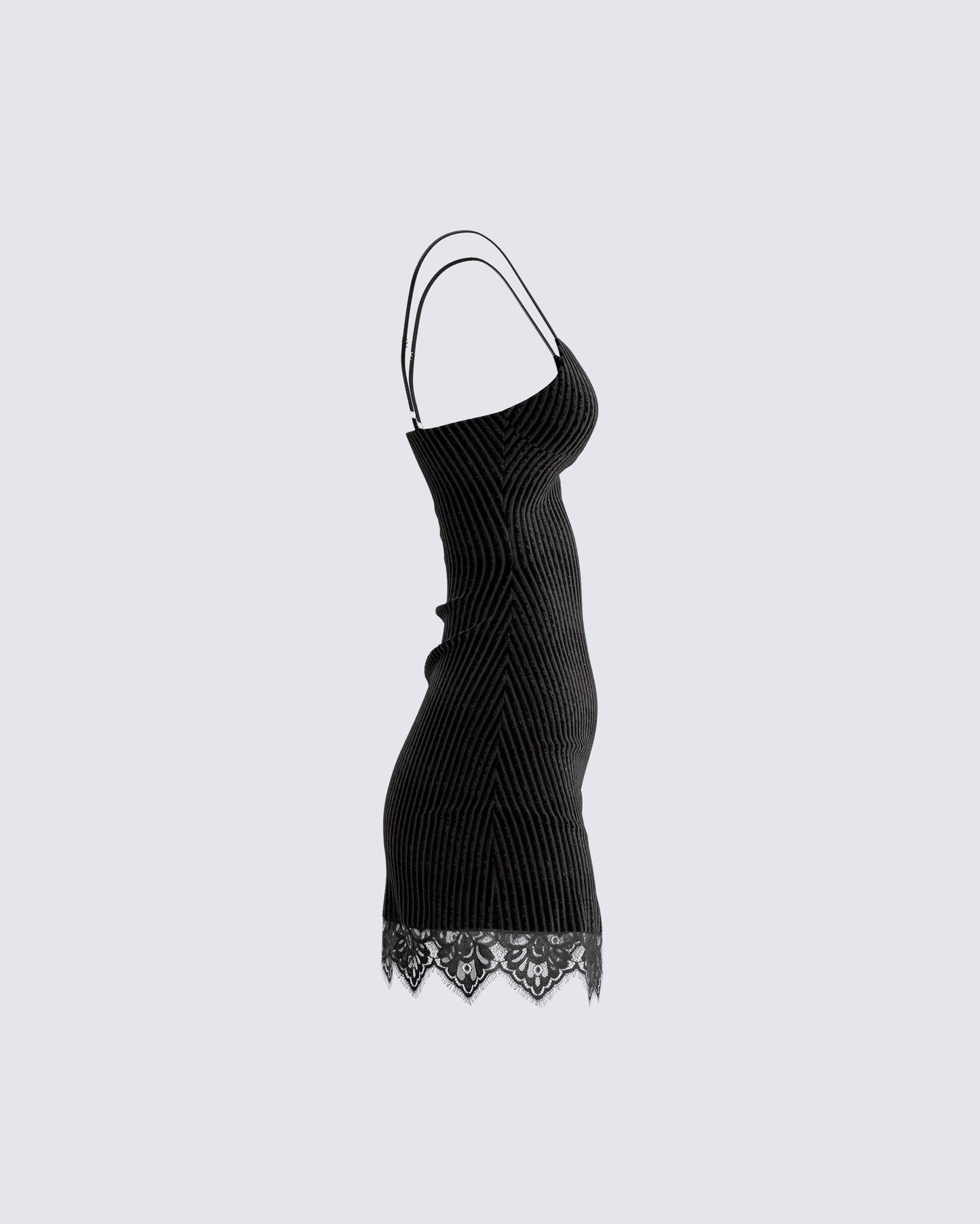 Yira Black Lace Trimmed Dress