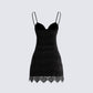 Yira Black Lace Trimmed Dress