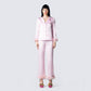 Sarah Pink Feather Trim Top model front