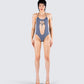 Meera Grey Jersey Cut Out Bodysuit model front