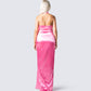 Alaina Pink Satin Maxi Dress