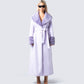 Anika Lavender Vegan Fur Trim Coat model front