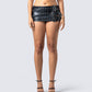 Kristin Black Vegan Leather Skirt model front