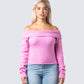 Lorraine Pink Sweater Knit Top model front