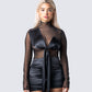Narda Black Satin Bow Top model front
