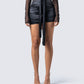 Narda Black Satin Mini Skirt model front