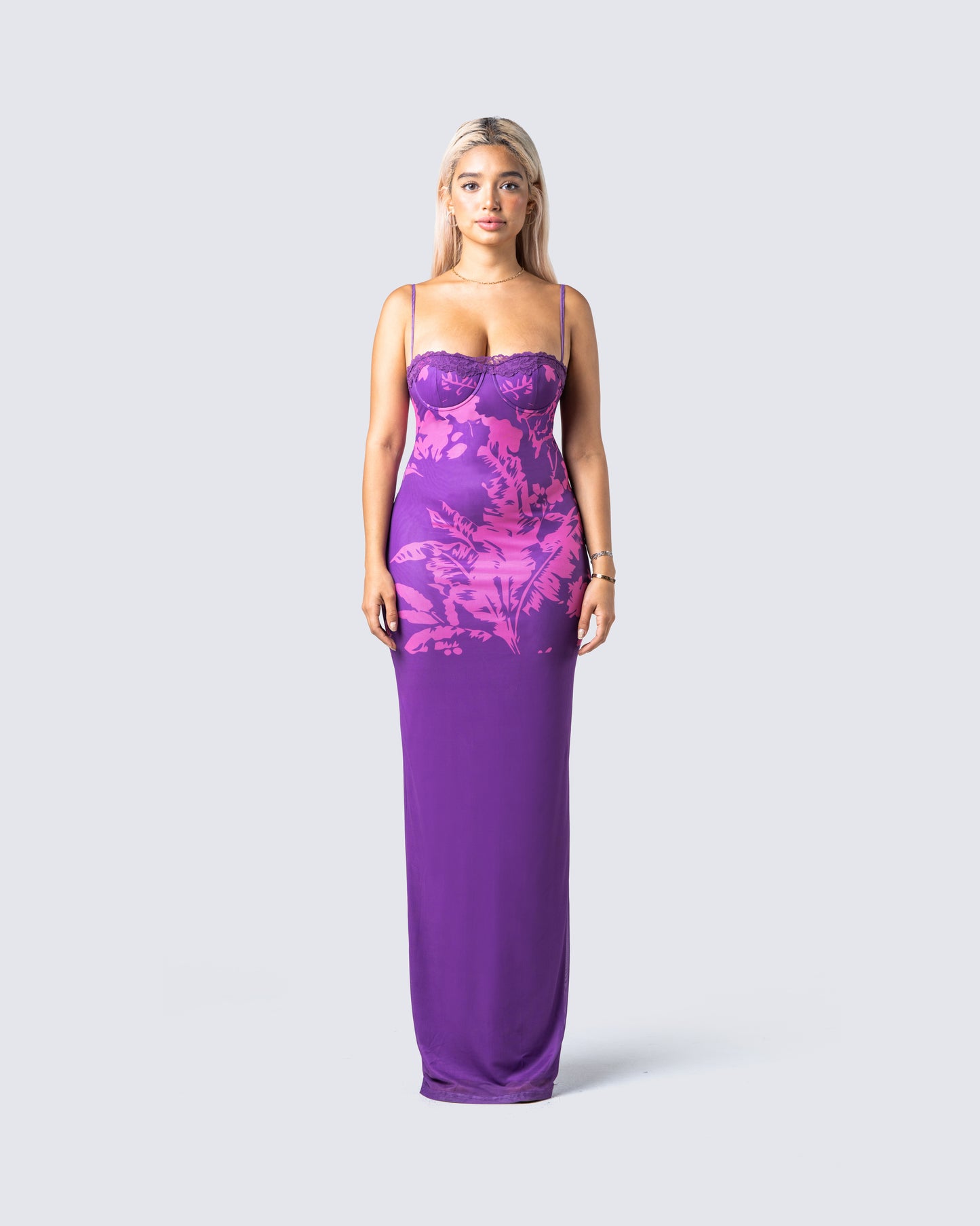 Nessa Floral Print Maxi Dress model front