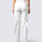 Pia White Vegan Leather Belt Pant