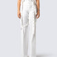 Pia White Vegan Leather Belt Pant model front