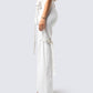 Pia White Vegan Leather Belt Pant