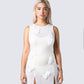 Regina Beige Knit Cami Bodysuit model front