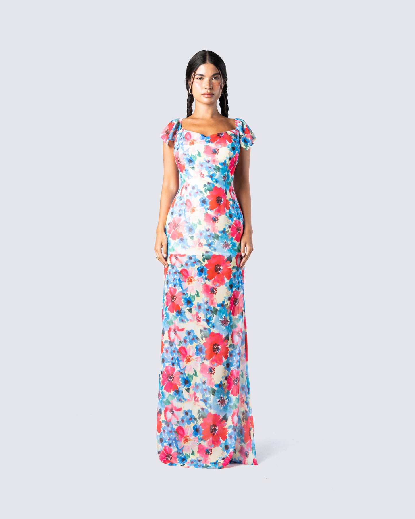 Helga Printed Floral Maxi Dress model front