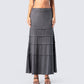 Ravi Grey Vegan Suede Maxi Skirt model front