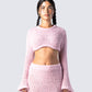 Senga Pink Cropped Sweater Top model front