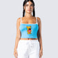 Shannon Blue Embroidered Knit Top model front