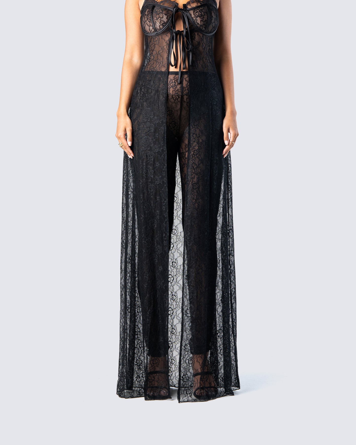 Sylvia Black Lace Legging Pant model front