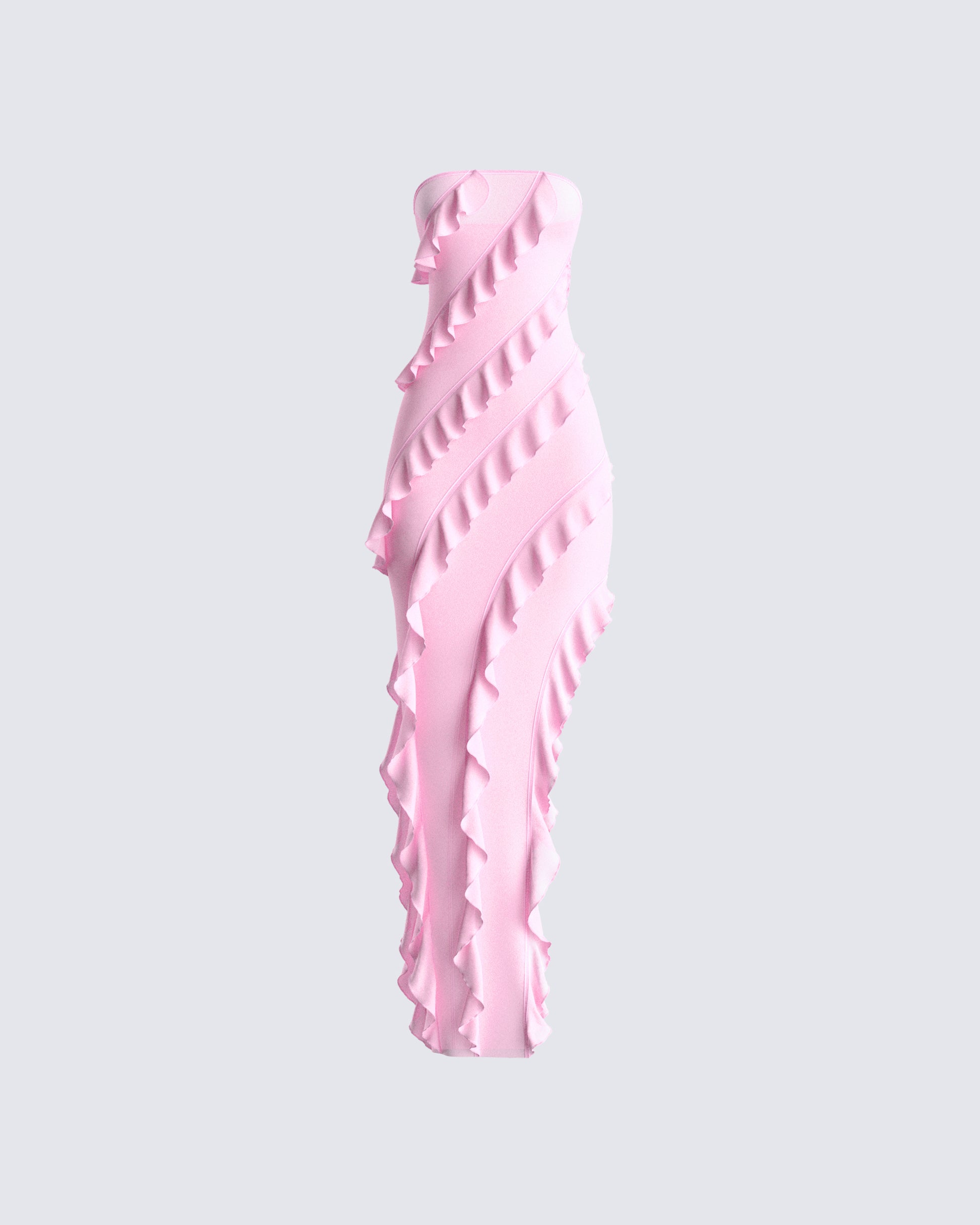 Blanche Pink Mesh Ruffle Dress 3d product front
