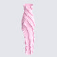 Blanche Pink Mesh Ruffle Dress